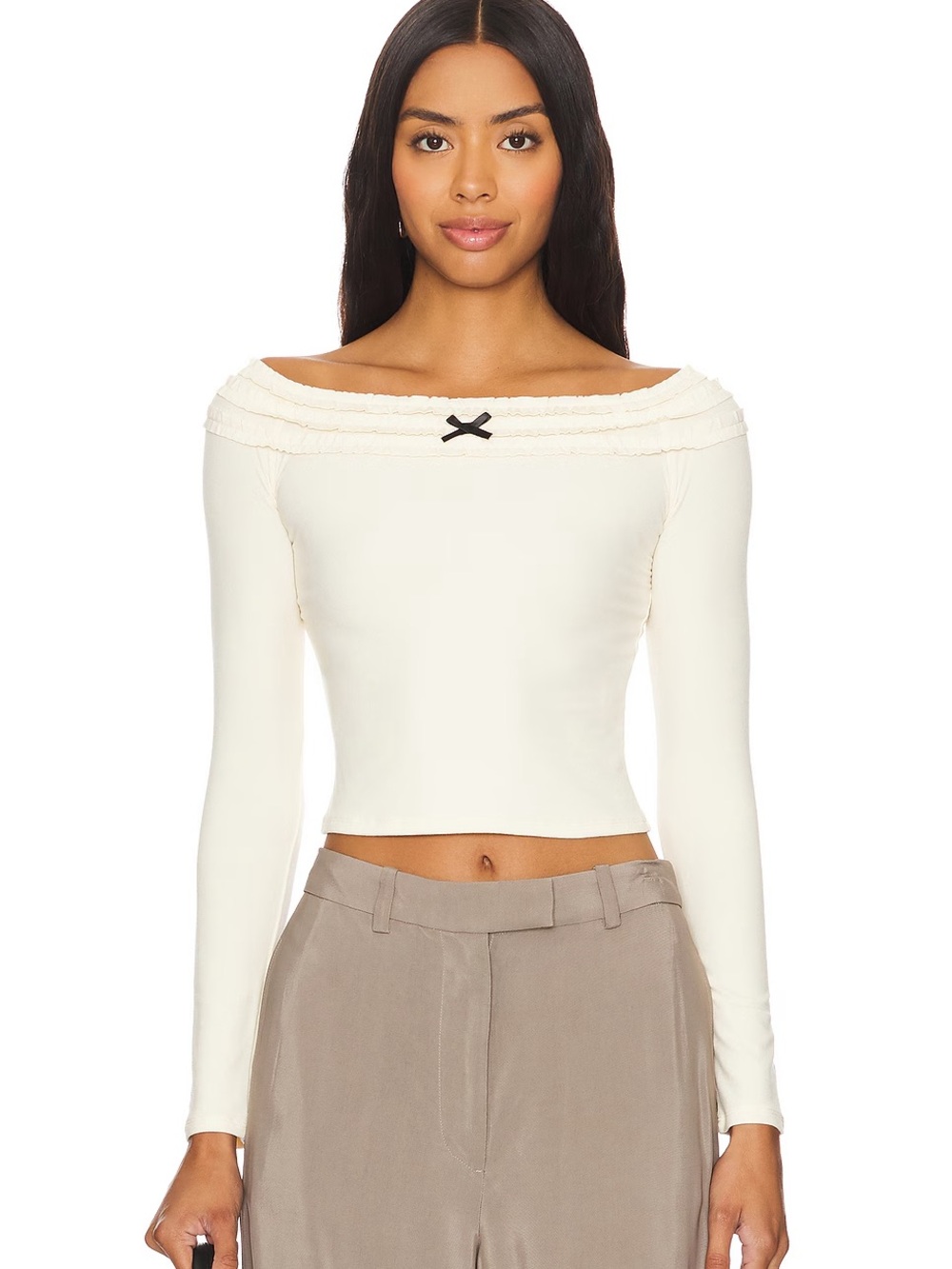 Revolve More to Come Off the Shoulder Top Cream Size Medium Long Sleeve